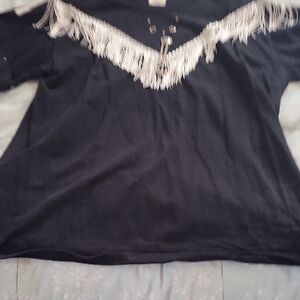 Black Fringe Top by Hazelwoods